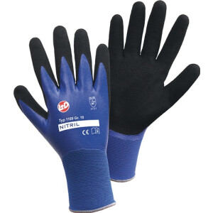 Handschuhe Nitril Aqua Gr.9 blau/schwarz Nyl.m.dop.Nitril...