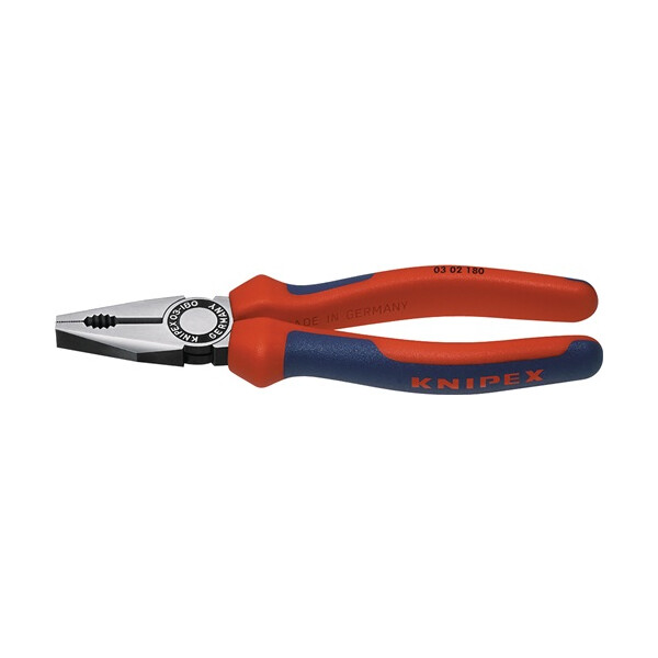 Knipex Kombizange 180 mm, Kopf poliert, Griffe mit Mehrkomponenten überzogen Art. 03 02 180