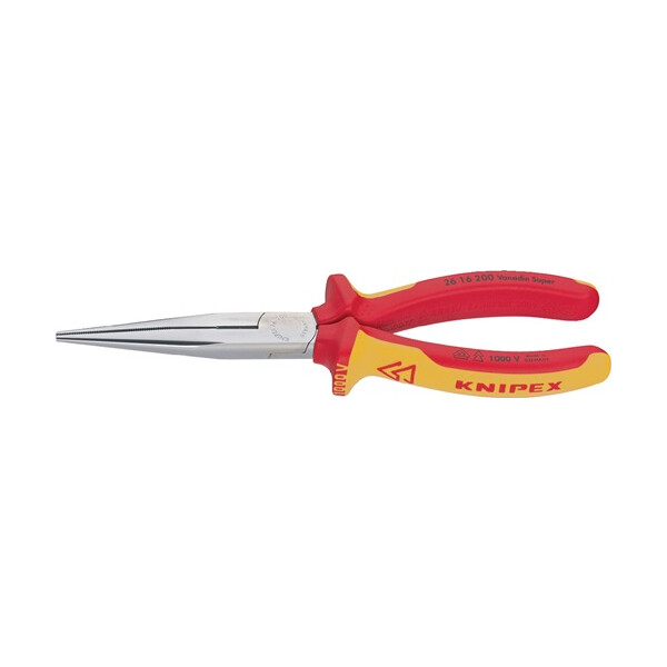 Knipex Storchschnabelzange gerade VDE 200 mm, Kopf poliert, Griffe mit Mehrkomponenten überzogen Art. 26 16 200