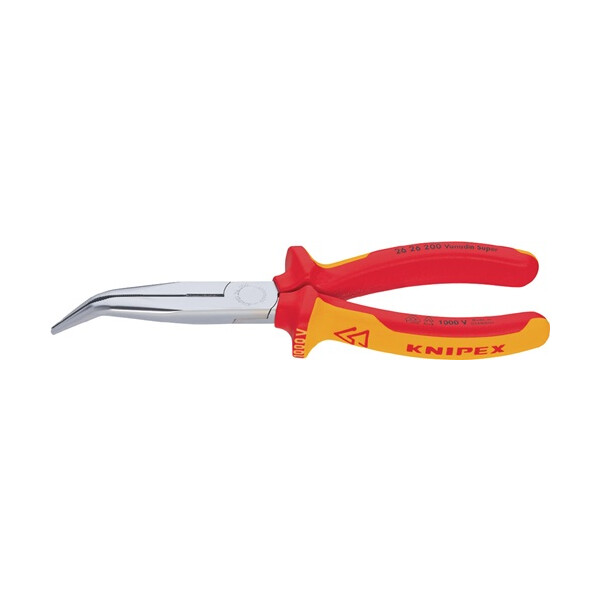 Knipex Storchschnabelzange abgewinkelt VDE 200 mm, Kopf poliert, Griffe mit Mehrkomponenten überzogen Art. 26 26 200