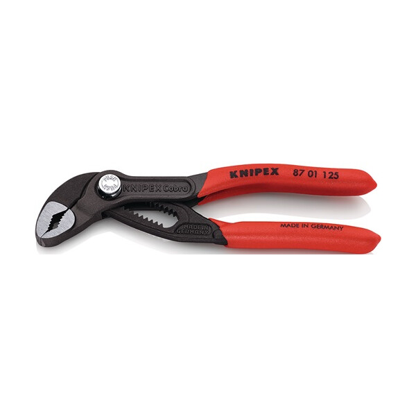 Knipex Cobra Rohr- und Wasserpumpenzange 125 mm, 1", poliert, mit rutschhemmenden Kunststoff überzogen Art. 87 01 125