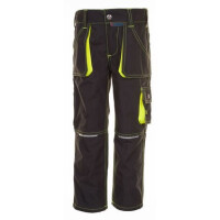 PLANAM Junior Bundhose, Farbe: anthrazit/gelb, Größe: 170/176, robuste Bundhose mit 5 Taschen, 65 % Polyester, 35 % Baumwolle, ca. 260 g/m², Ripstop-Optik