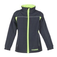 PLANAM Junior Softshelljacke, Farbe: anthrazit/gelb, Größe: 98/104, atmungsaktiv und winddicht, 100 % Polyester,