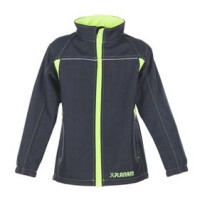 PLANAM Junior Softshelljacke, Farbe: anthrazit/gelb, Größe: 158/164, atmungsaktiv und winddicht, 100 % Polyester,