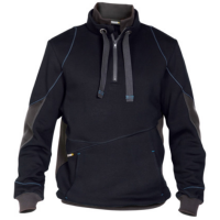 DASSY Stellar, Farbe 6847 NACHTBLAU/ANTHRAZITGRAU, Größe M, Sweatshirt mit Reißverschluss und Kinnschutz, Cordura Ellenbogen-Patches, Känguru-Tasche und Kordelzug, 80% Baumwolle/20% Polyester, 290 g/m²