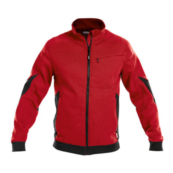 DASSY Velox, Farbe 6674 ROT/SCHWARZ, Größe XL, Sweatshirt-Jacke mit Cordura Stretch-Ellenbogen-Patches, 65% Baumwolle /35% Polyester, 305 g/m²