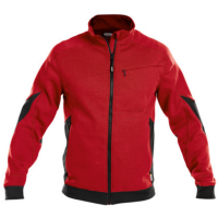 DASSY Velox, Farbe 6674 ROT/SCHWARZ, Größe XL, Sweatshirt-Jacke mit Cordura Stretch-Ellenbogen-Patches, 65% Baumwolle /35% Polyester, 305 g/m²