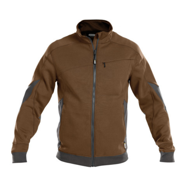 DASSY Velox, Farbe 6541 LEHMBRAUN/ANTHRAZITGRAU, Größe XL, Sweatshirt-Jacke mit Cordura Stretch-Ellenbogen-Patches, 65% Baumwolle /35% Polyester, 305 g/m²