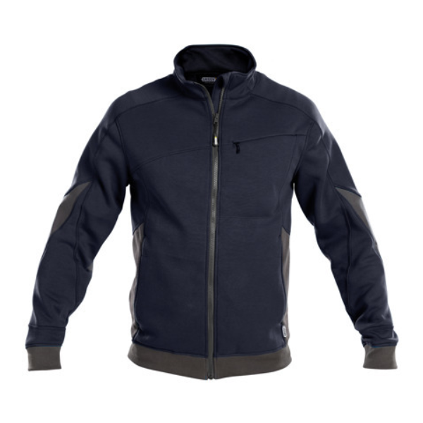 DASSY Velox, Farbe 6847 NACHTBLAU/ANTHRAZITGRAU, Größe L, Sweatshirt-Jacke mit Cordura Stretch-Ellenbogen-Patches, 65% Baumwolle /35% Polyester, 305 g/m²