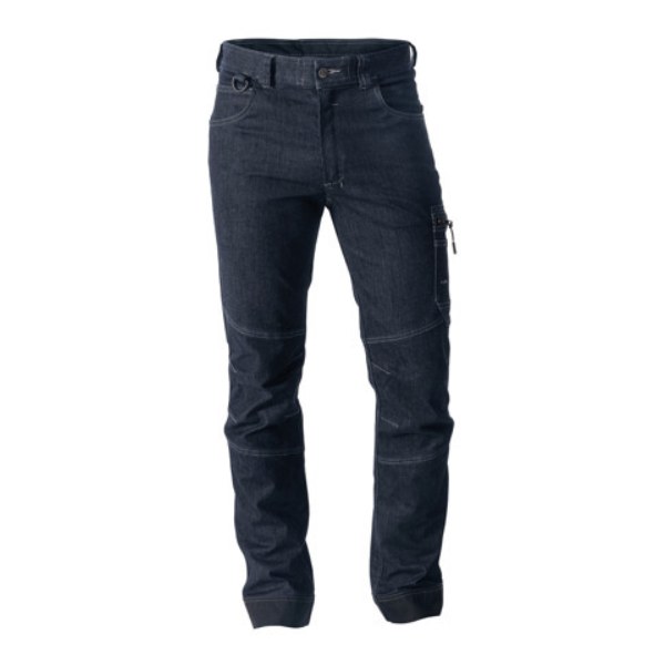 DASSY Osaka, Farbe  6279 Jeansblau/Schwarz, Größe 54, 4-Wege-Stretch-Arbeitsjeans, Slim-Passform, Taschen mit Cordura verstärkt, tiefer Bund , 89,5% Baumwolle/10,5% Elasthan, 9,5 oz ( 320 g/m²)