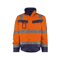 DASSY Lima, Farbe 6681 NEONORANGE/DUNKELBLAU, Größe M, Warnschutz Winterjacke, wasserdicht, winddicht, atmungsaktiver Stoff, verschweißte Nähte, 100% Polyester, 200 g/m²,